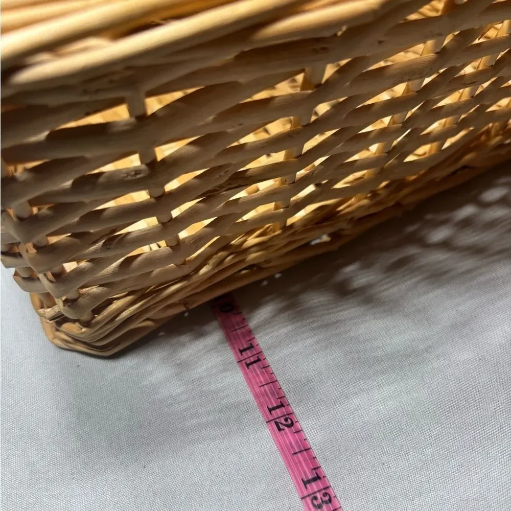 Square Wicker Basket Brown Woven Rattan Display Decor Organizer EPC